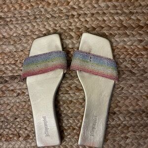 Jeffrey Campbell Rainbow Rhinestone flat sandals